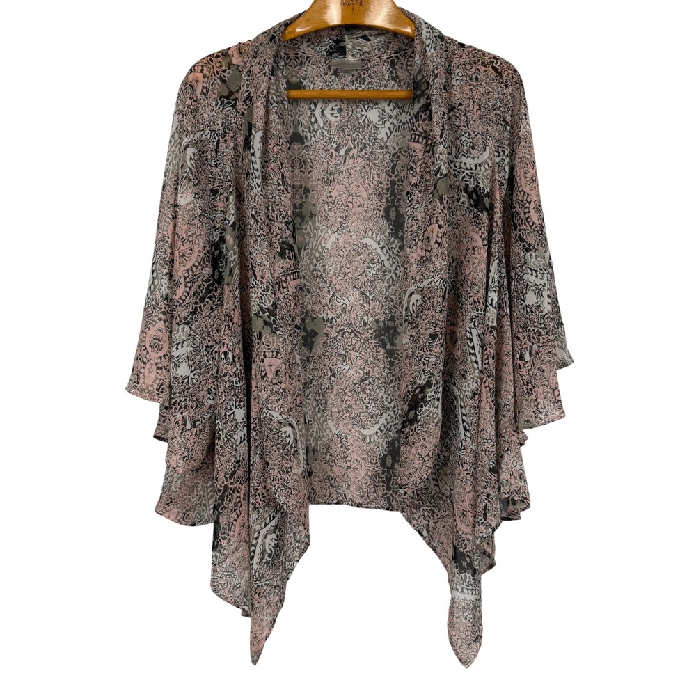 Avenue Kimono Cardigan Womens 14/16 Pink Paisley Open Front Boho Sheer